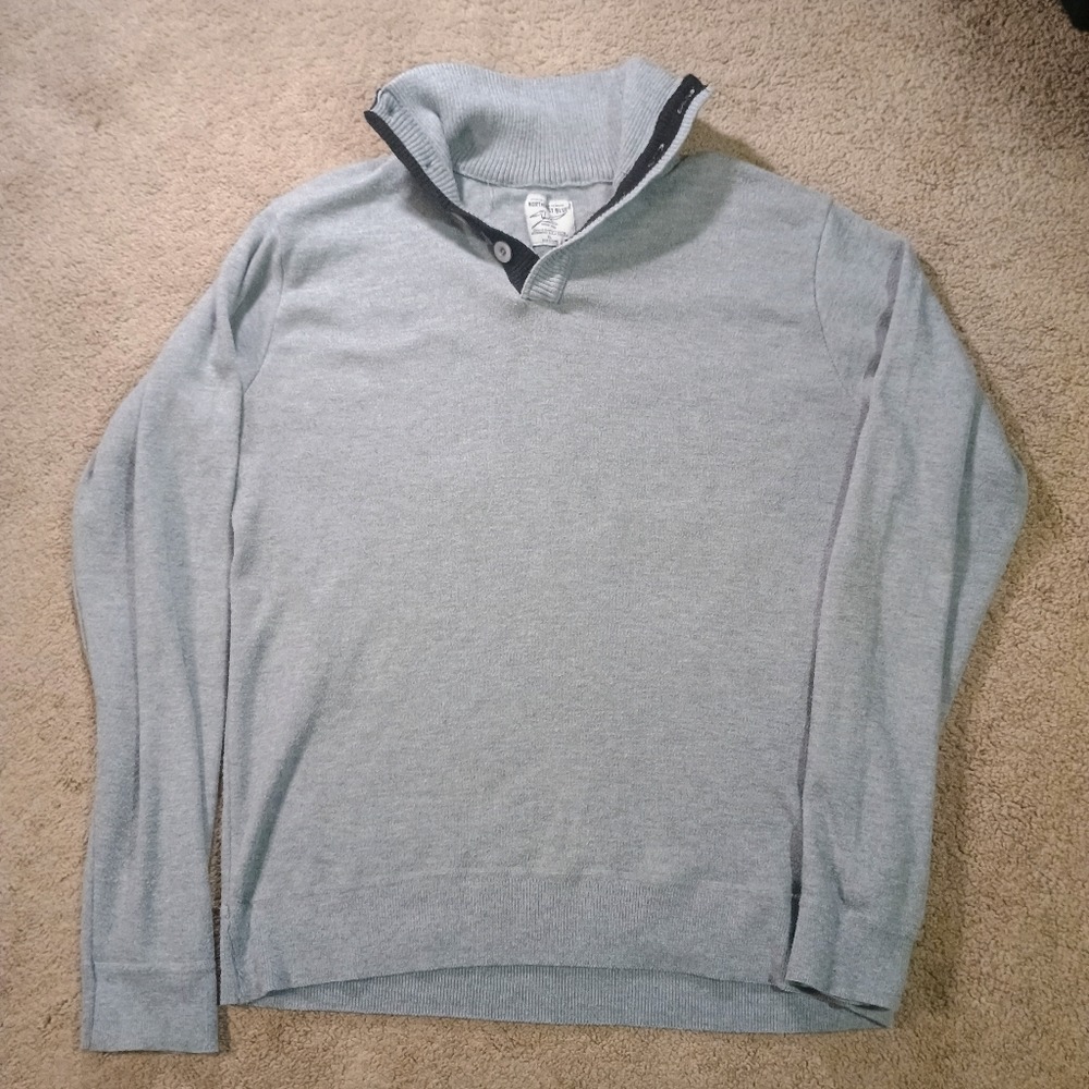 Northwest Blue Pullover Sweater Mens XL‎ Heather Gray Mock Neck Casual Classic - Picture 2 of 8